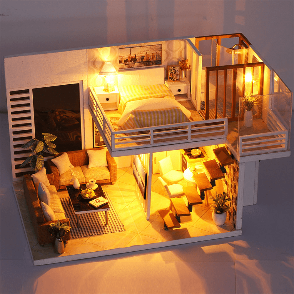 Iiecreate K031 Simple and Elegan DIY Doll House with Furniture Light Cover Gift Toy