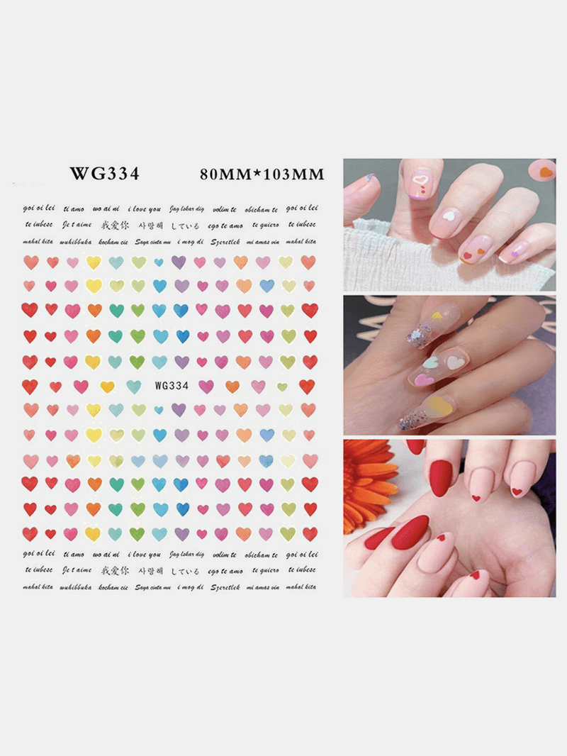 3D Nail Art Stickers Heart Colorful Red Lip Nail Transfer Decals Valentine'S Day Tips