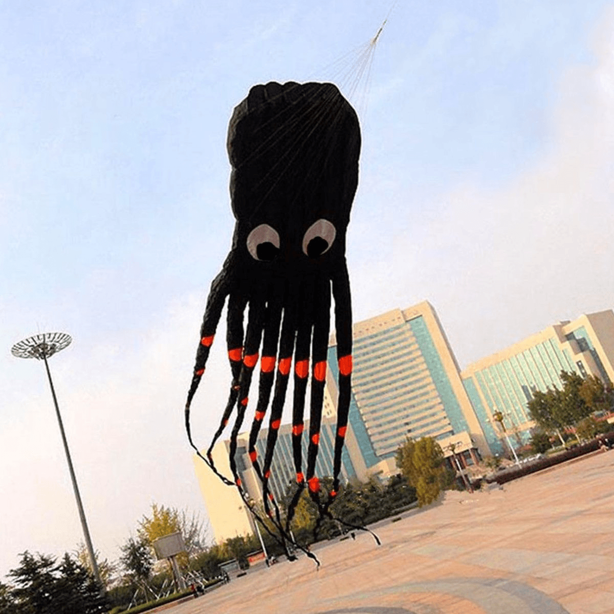 3D 26Ft 8M Single Line Black Octopus POWER Sport Riesiger weicher Drachen Outdoor-Spielzeug