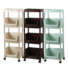 3 Layers Movable Kitchen Storage Rack with Wheels Vegetable Fruit Basket Kitchen Organizer Multi-Functional Storage Shelf