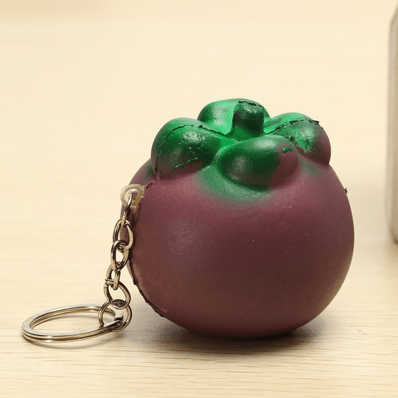 Squishy Mangosteen Tropical Fruit Squishy 5.5*5Cm Key Chain Phone Bag Strap Pendant Decor Gift