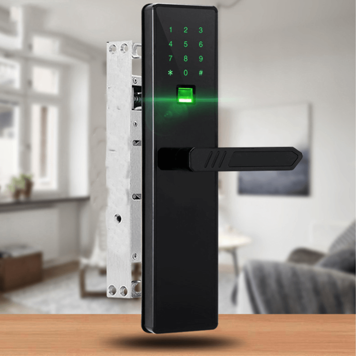 4In1 Digital Smart Door Anti-Theft Lock Biometric Fingerprint Digital Code Electronic Deadbolt Control Security