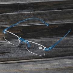 Blue Rimless Light Presbyopic Reading Glasses Fatigue Relieve Strength 1.0 1.5 2.0 2.5 3.0