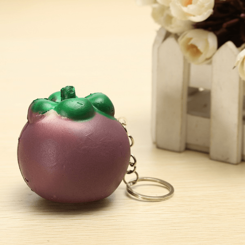 Squishy Mangosteen Tropical Fruit Squishy 5.5*5Cm Key Chain Phone Bag Strap Pendant Decor Gift