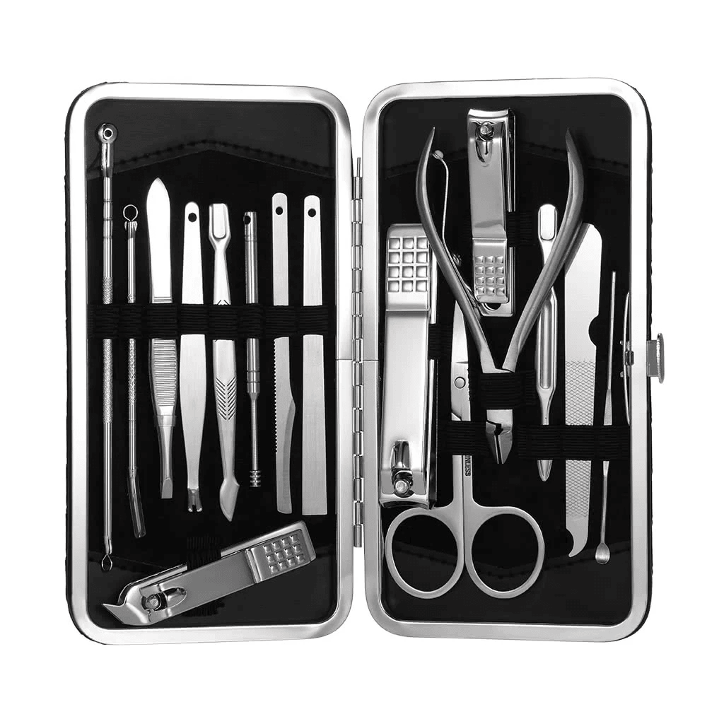 16Pcs Stainless Steel Manicure Pedicure Set Nail Tools with Bag