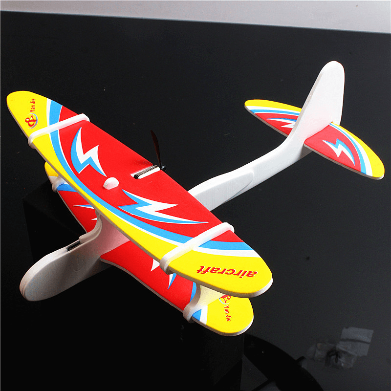 Electric DIY Assembly Foam Hand Throw Airplane Model USB Rechargeable Slewing Airplane Outdoor Toy for Kids Gift