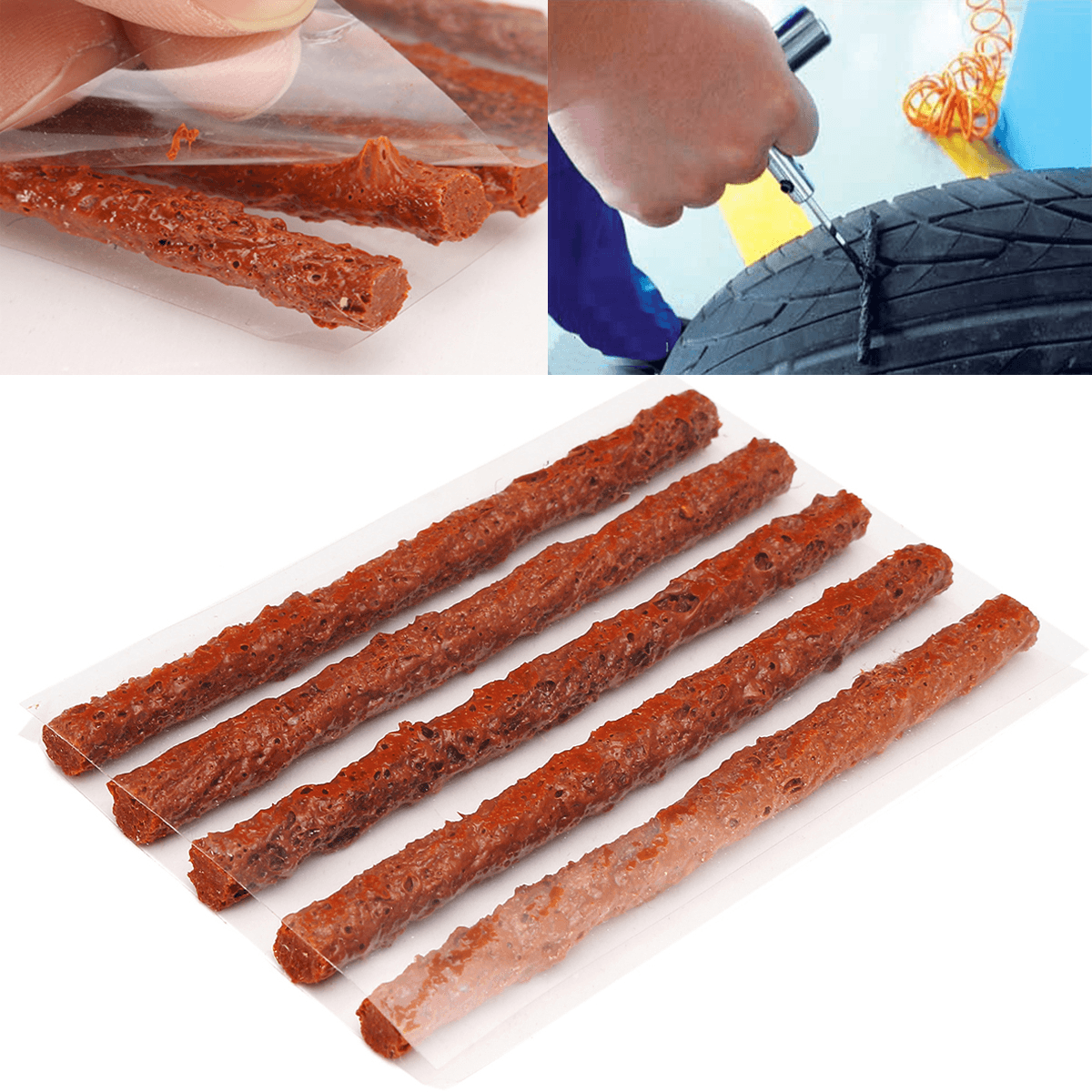 60Pcs Self Vulcanizing Tire Repair Plug Tubeless Seal Patch for Tyre Maintenance