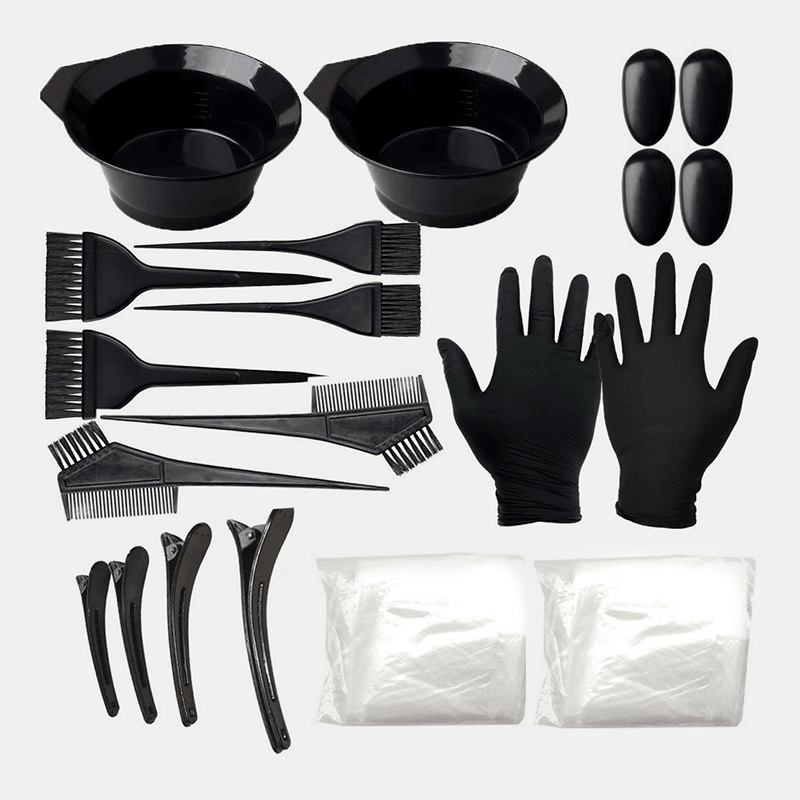 22-teiliges Haarfärbe-Werkzeug-Set, Kamm, Bürste, Einweg-Duschhaube, Latex-Handschuhe, Friseur-Werkzeuge