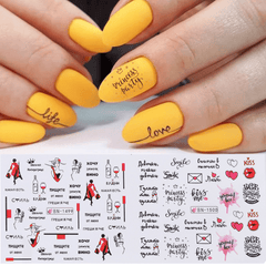 12 Pcs Nail Art Stickers Love Letter Flower Sliders Nail Art Decoration Valentine'S Day Transfer Stickers