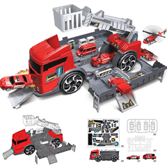 Children'S Simulation Diecast Engineering Vehicle Model Set Deformation Storage Parking Lot Educational Toys