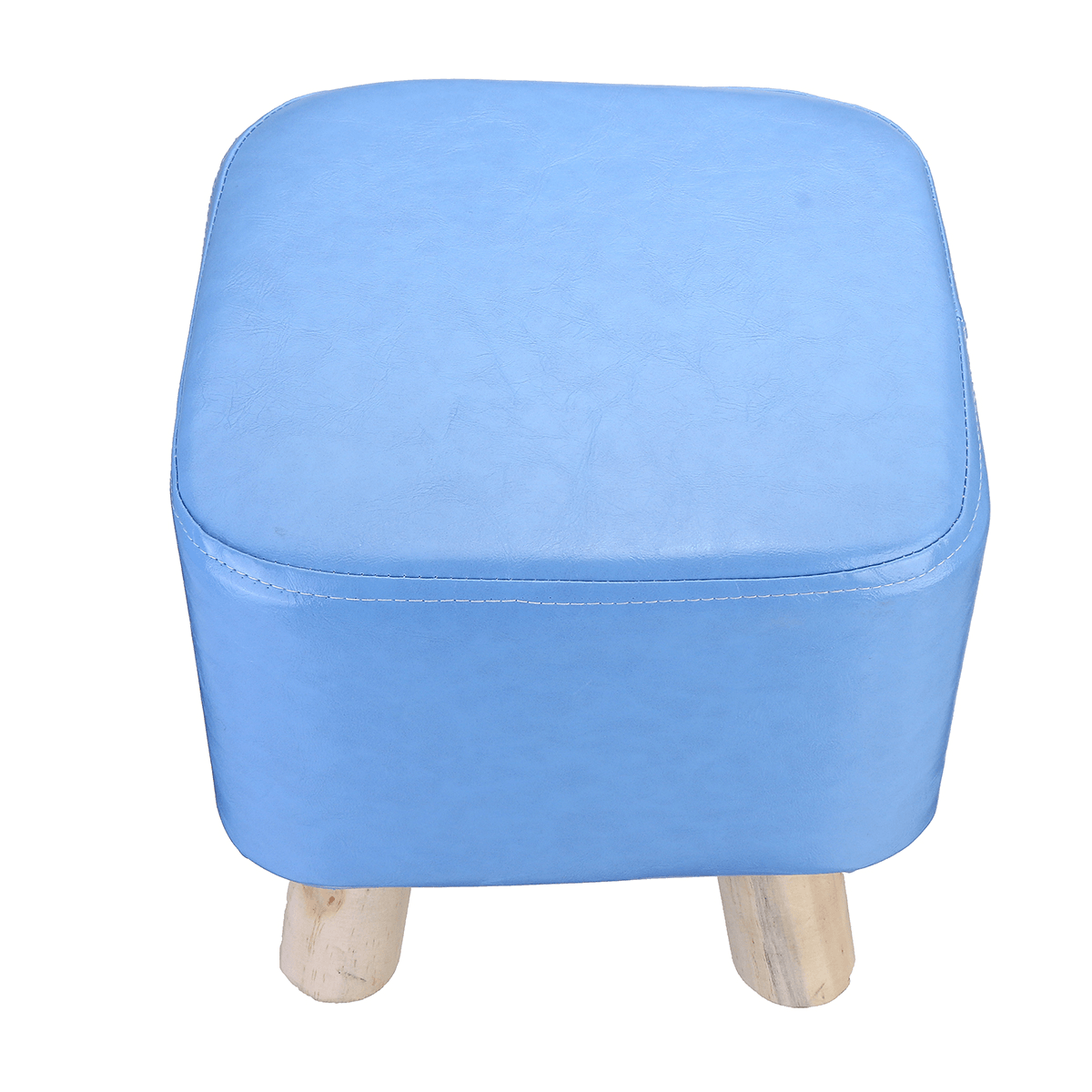 Cartoon PU Stool Wooden Legs Family Living Room round Stool Creative Leisure Sofa Small Bench Home Supplies