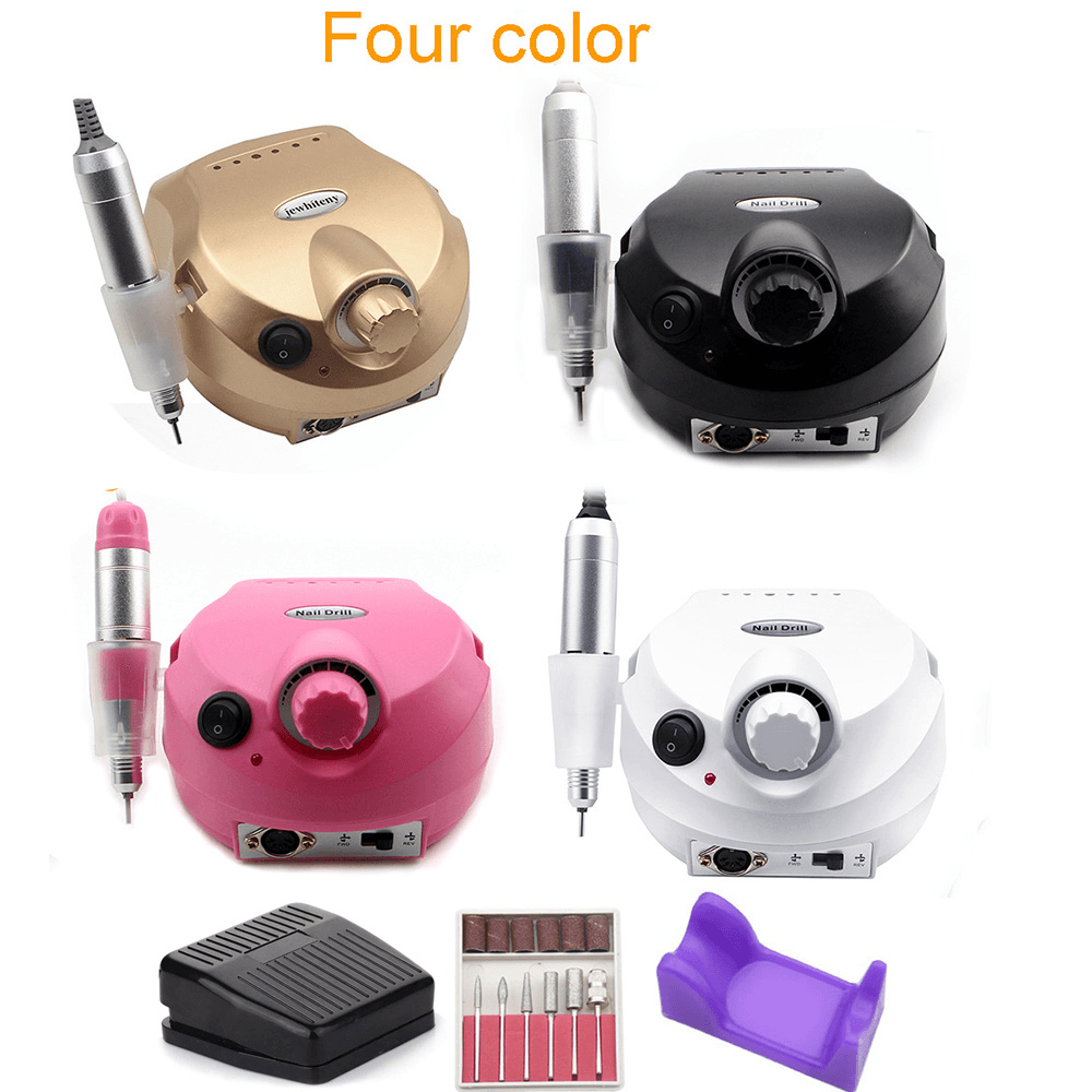 35,000 RPM Powerful Electric Manicure Drill Manicure Nail Art Set File Bits Heads Pedicure File Tips Polishing Shape Nail Drill Kit Tool