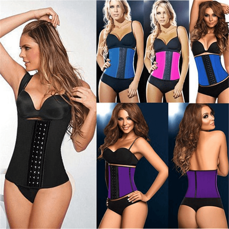 Bone Latex Rubber Waist Trainer Body Shaping Shaper Cincher Corset Underbust Slimming Belt