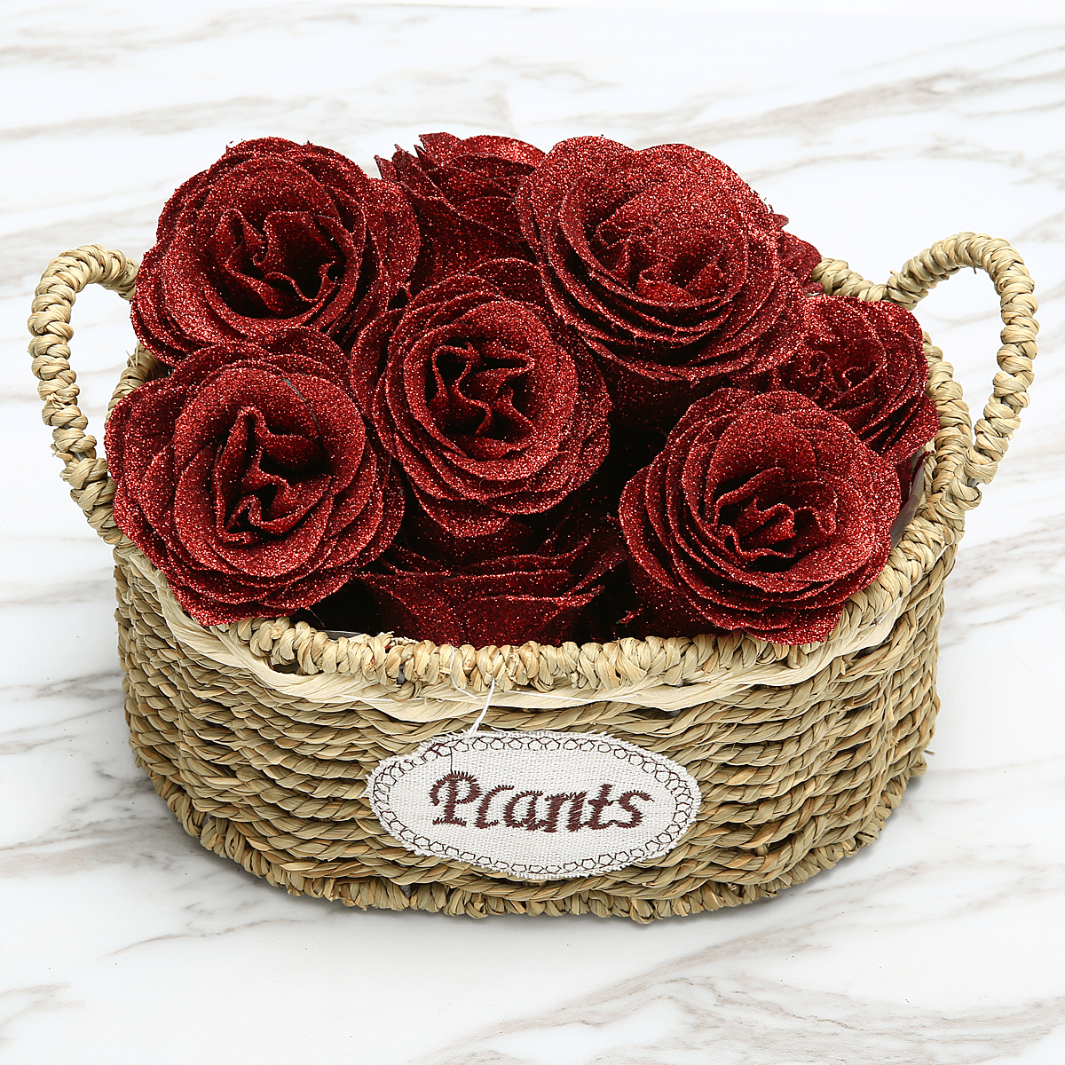 30PCS Künstliche Rose Blume Kristall Gold Pulver Valentinstag Party Geschenk Dekorationen