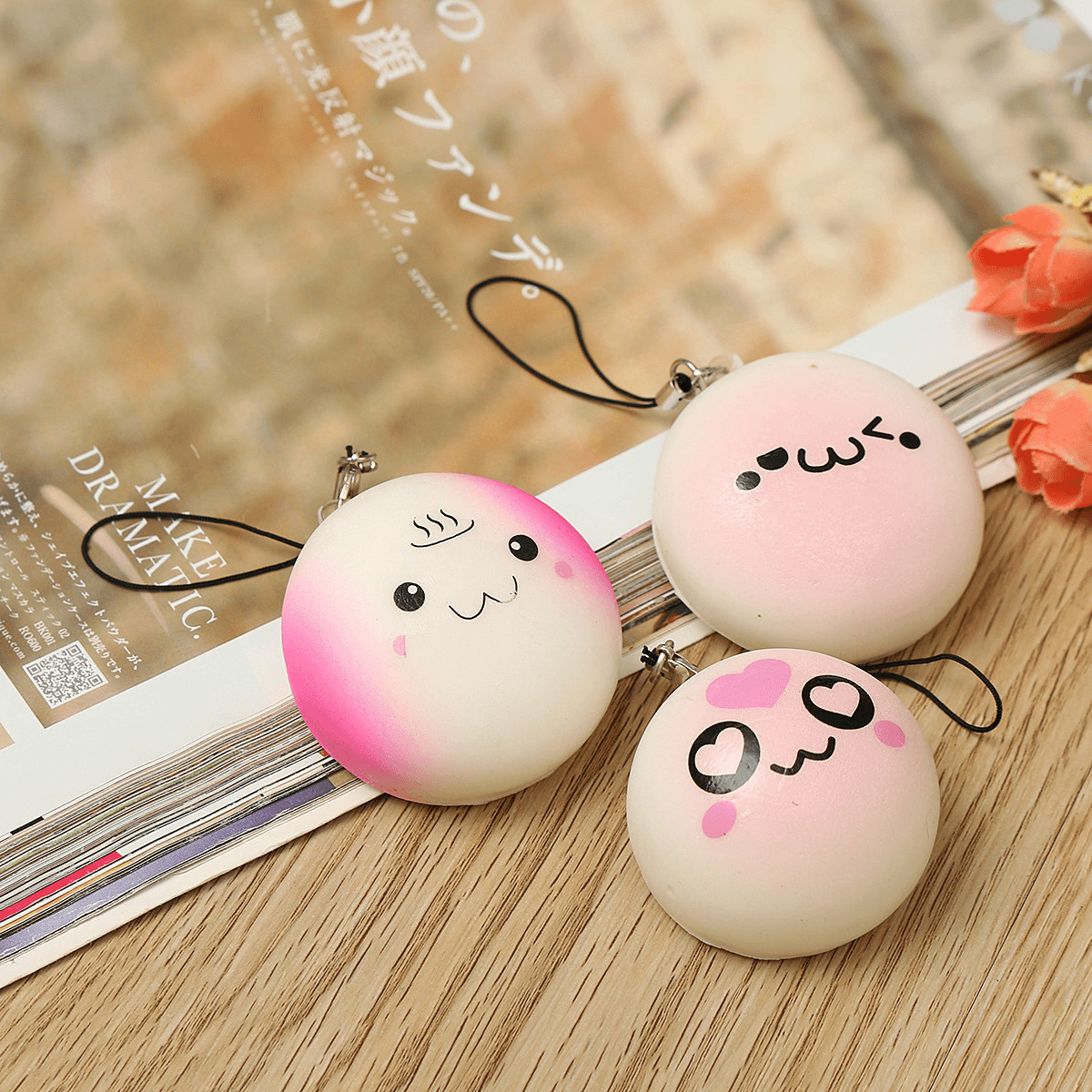 13PCS Simulated Bread Phone Pendant Phone Strap Cute Decoration