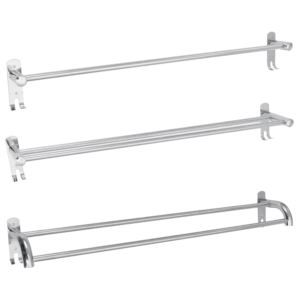 80Cm Stainless Steel Single Double Shelf Wall Mounted Bath Towel Rail Rack for Bathroom Storage Shelf Towel Racks