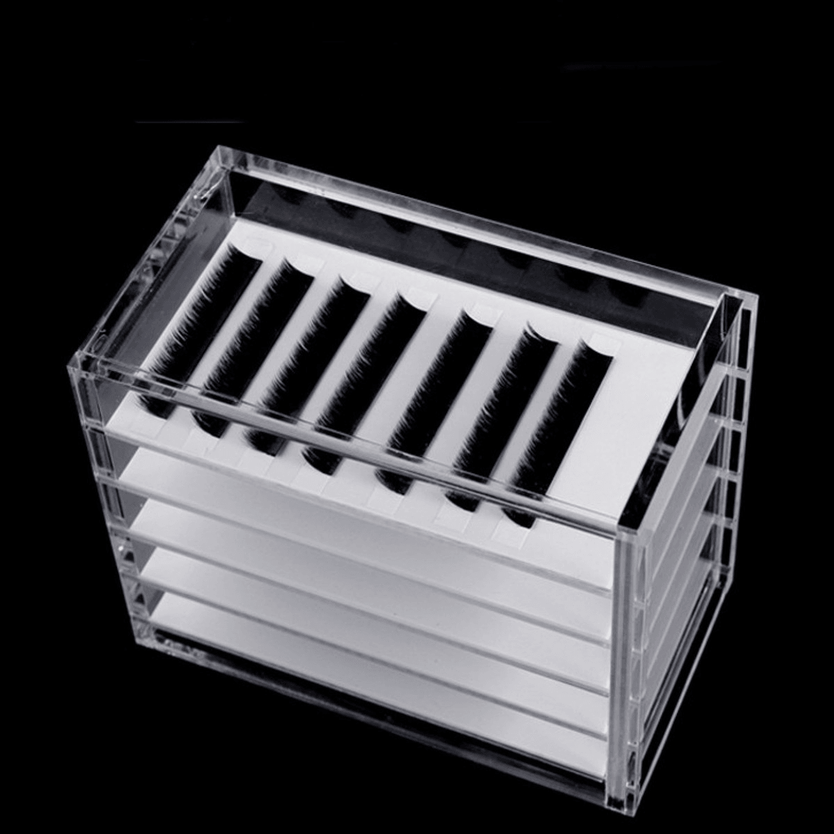 5 Layer Clear Eyelash Storage Acrylic Box Cosmetic Organizer Eyelashes Glue Pallet Holders