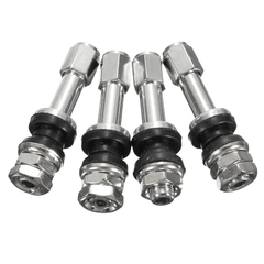 4Pcs Bolt in Aluminum Car Wheel Tire Tubeless Valves Stem with Dust Caps Silver