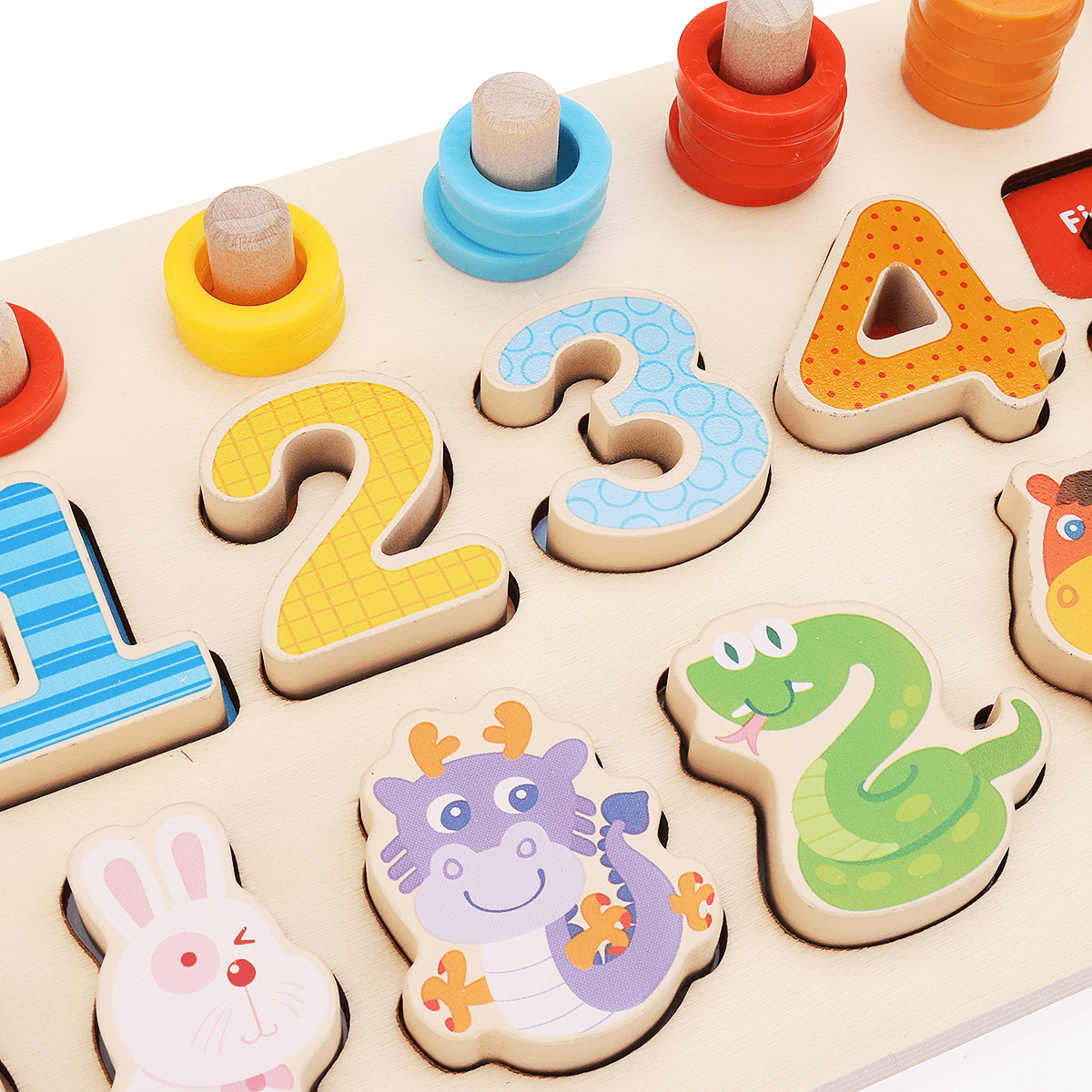 3 in 1 Wooden Numbers＆Fruit Jigsaw Puzzle Math Learning Educational Set Toys