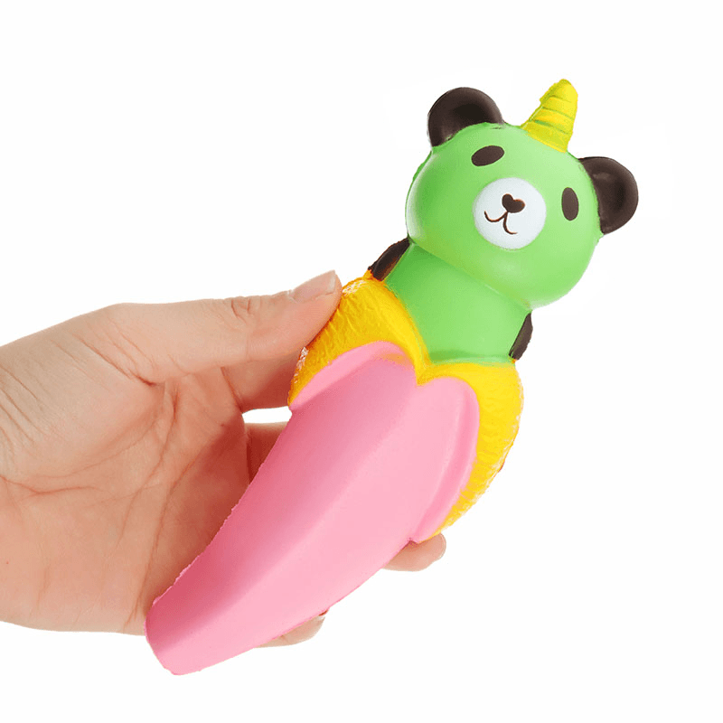 Sanqi Elan Bananenbär, Squishy, ​​18 x 6 cm, langsam aufsteigend, mit Verpackung, Sammlung, Geschenk-Stofftier