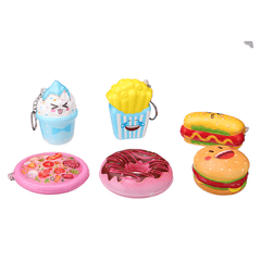 6Pcs/Lot Squishy Pizza Chips Donuts Hotdog Hamburger Ice Cream Slow Rising Toy with Phone Pendant