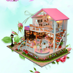 Hongda DIY Cabin Hand-Assembled Doll House with LED Light Home Decor Model Toys