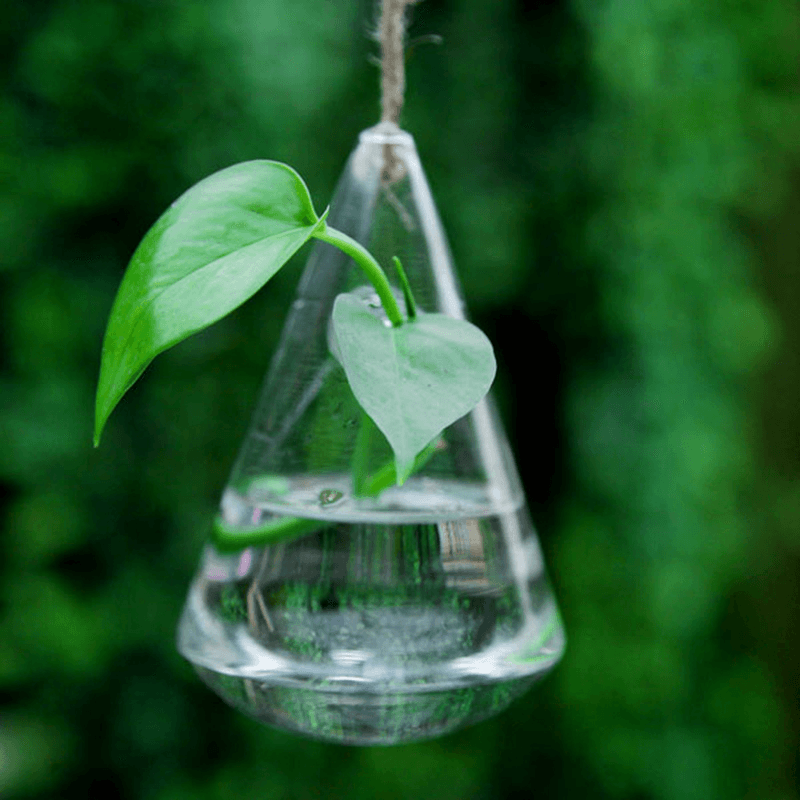 Hanging Water Drop Shaped Glass Hydroponics Flower Vase Home Garden Wedding Party Decoration