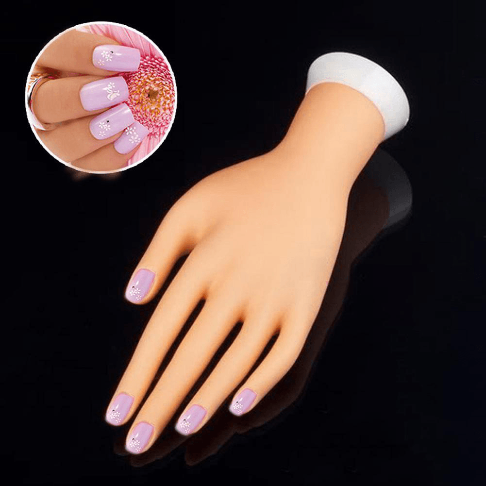 Bendable Table Mount Soft Manicure Practice Model Nail Art Training Faux Hand Re-Usable Convenient for Nail Art Practicing Soft