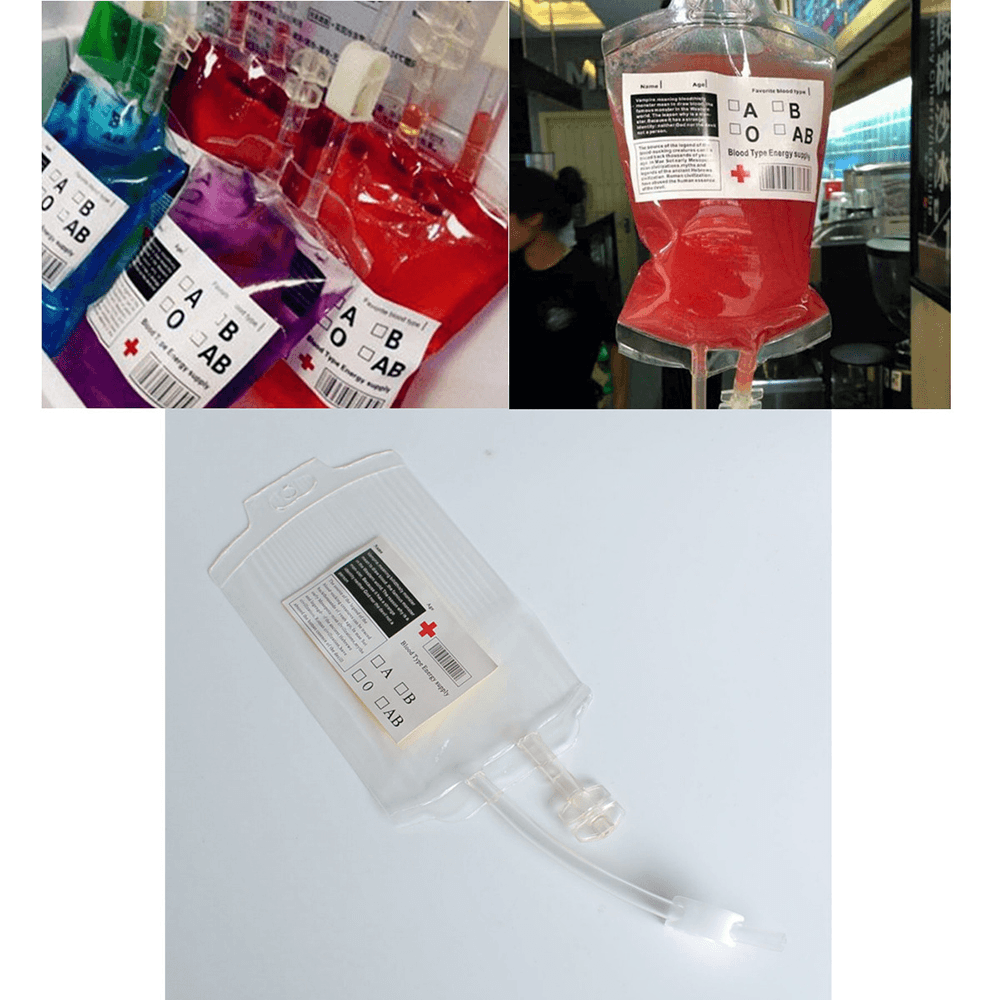 350ML Vampire Transparent Blood Bag PVC Reusable Blood Juice Energy Drink for Halloween Decorations