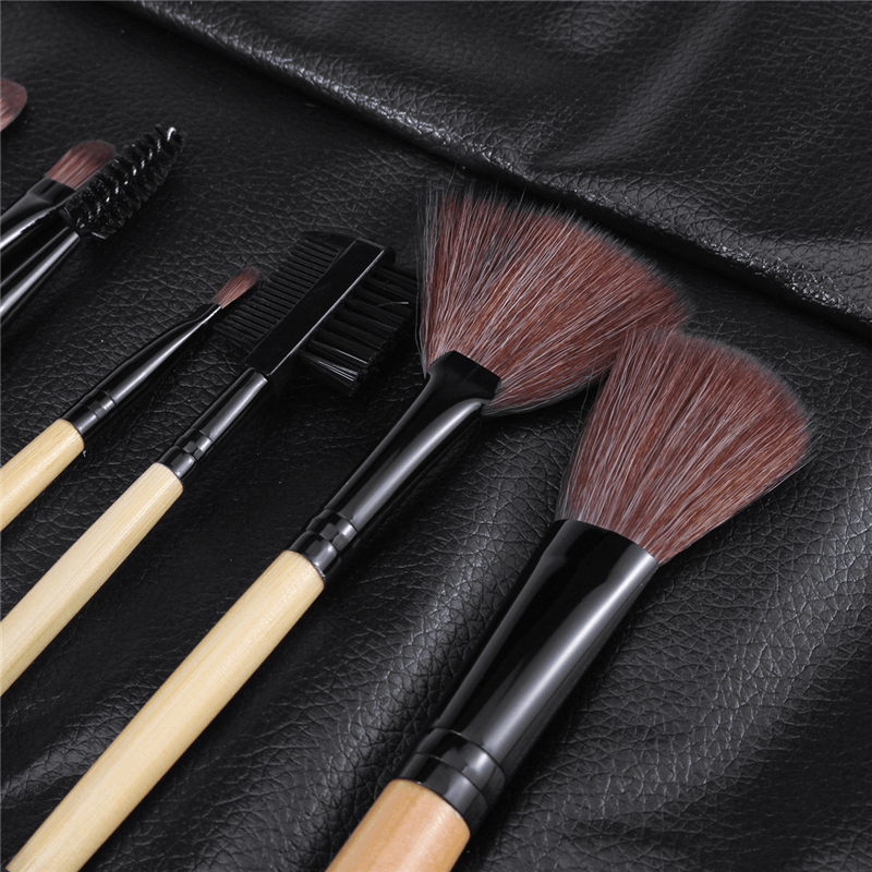 12Pcs Makeup Brush Set Cosmetics Makeup Brush Kit with Leather Case Foundation Eyeliner Blending Concealer Mascara Eyeshadow Face Powder