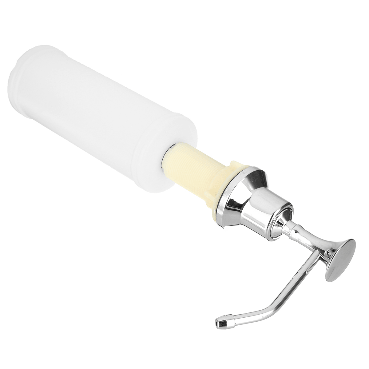 Dispensador de jabón líquido cromado para cocina, blanco, 220Ml, botellas de bomba para fregadero de baño