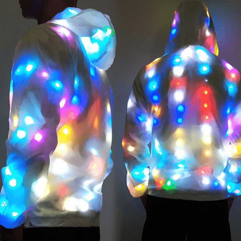 Colorful Leds Halloween Party Light Abrigo Chaqueta Cool Clothing Dance Coat