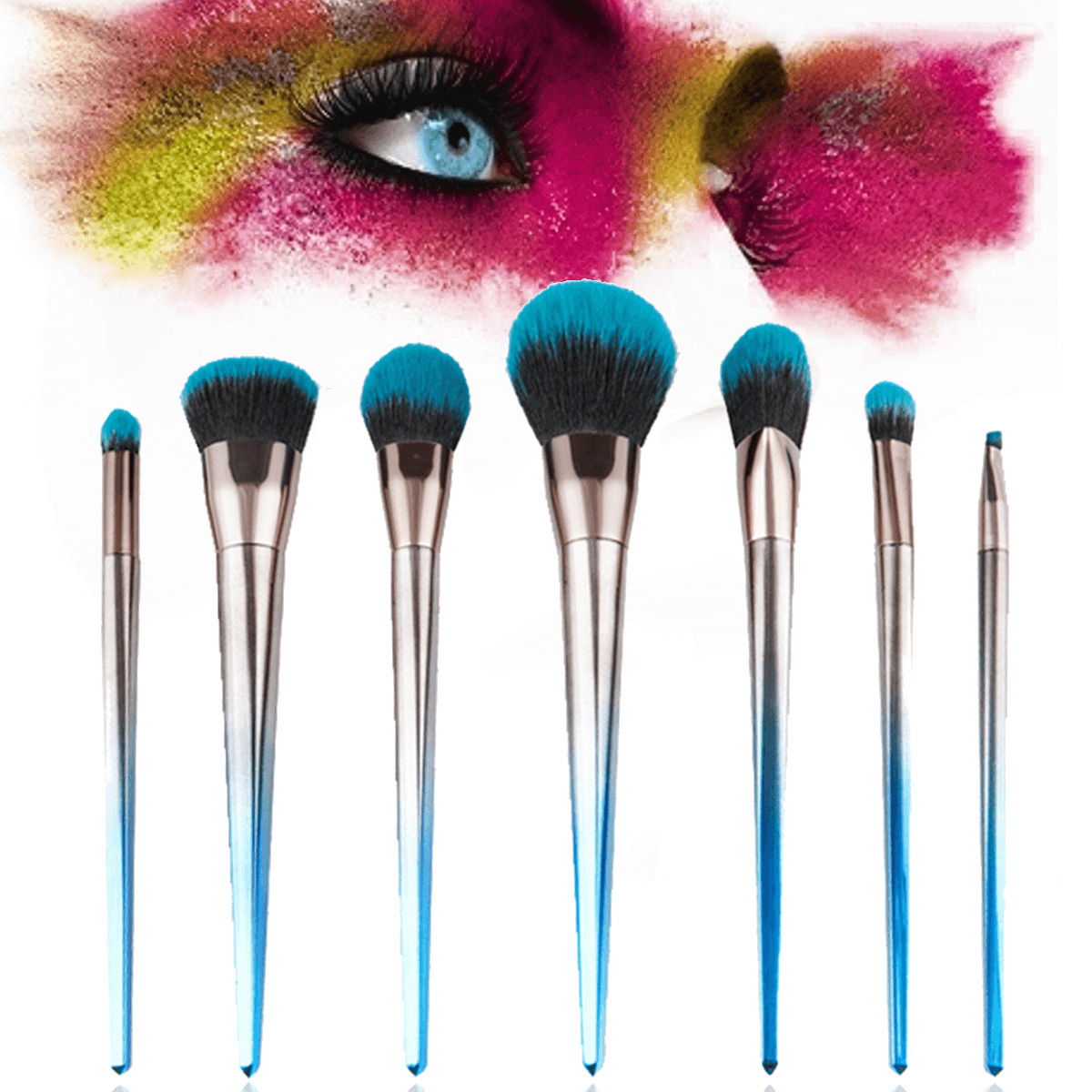 7Pcs Makeup Brushes Diamond Foundation Cosmetic Eyeshadow Eyeliner Lip Brush Set