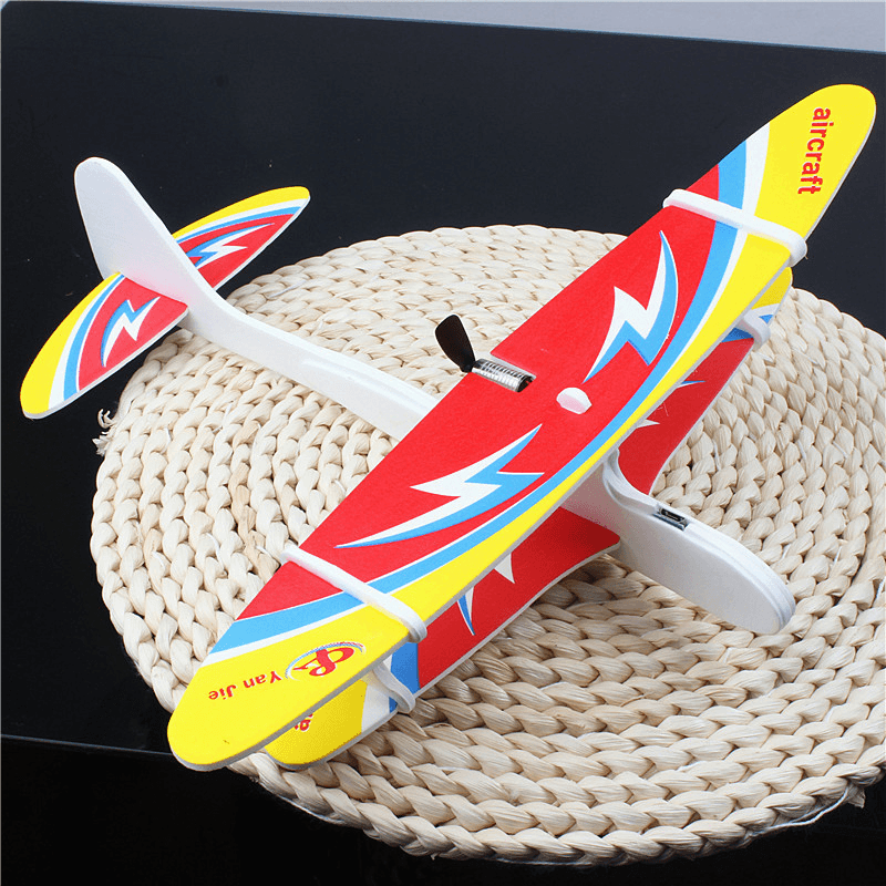 Electric DIY Assembly Foam Hand Throw Airplane Model USB Rechargeable Slewing Airplane Outdoor Toy for Kids Gift