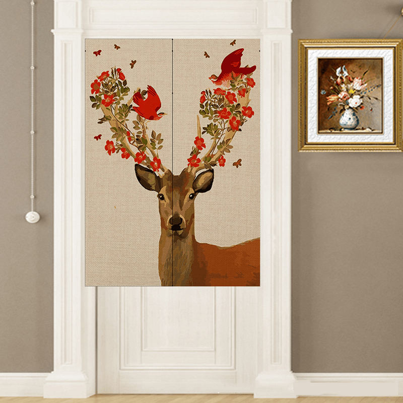 Honana WX-409 Cotton Linen Decorative Door Curtain Noren Doorway Room Divider for Bedroom Kitchen