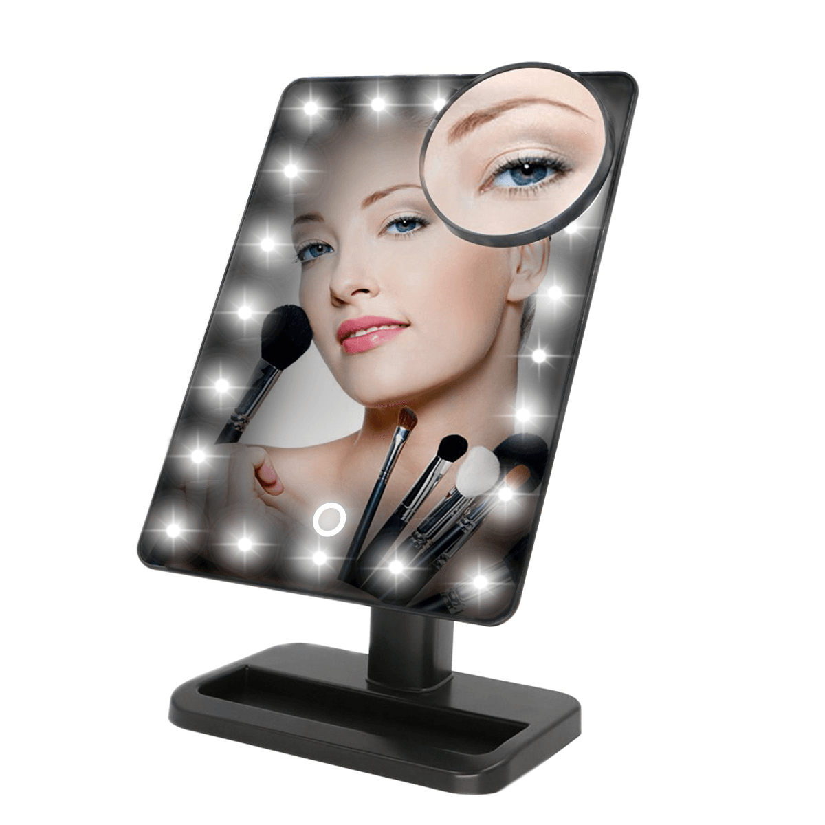 Makeup Mirrors,Charminer 20 Leds Touch Screen Light Illuminated Cosmetic Desktop Vanity Mirror with Removable 10X Magnifying Spot Mirrors(Batteries Not Included)