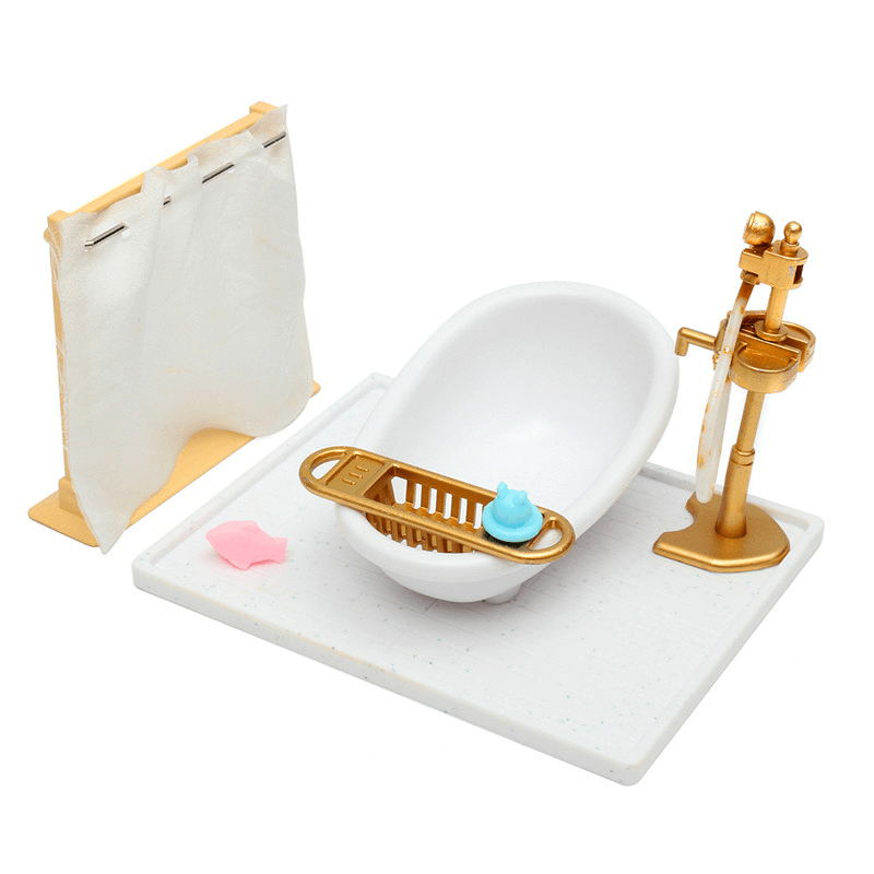 DIY Miniatures Bedroom Bathroom Furniture Sets for Sylvanian Family Dollhouse Accessories Toys Gift