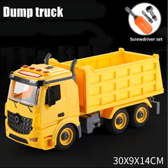 Simulation DIY Nut Disassembly Loading Unloading Assembly Engineering Truck Excavator Bulldozer Car Model Toy with LED Light & Music Effect for Kis Gift