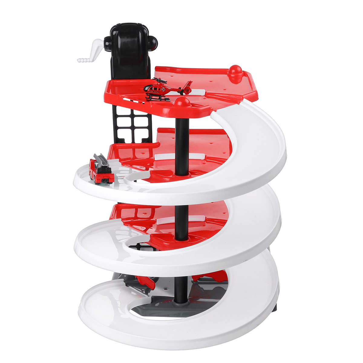 DIY Four-Layer Fire Truck Alloy Rail Car Large Track Parking Lot Children'S Educational Play House Toys