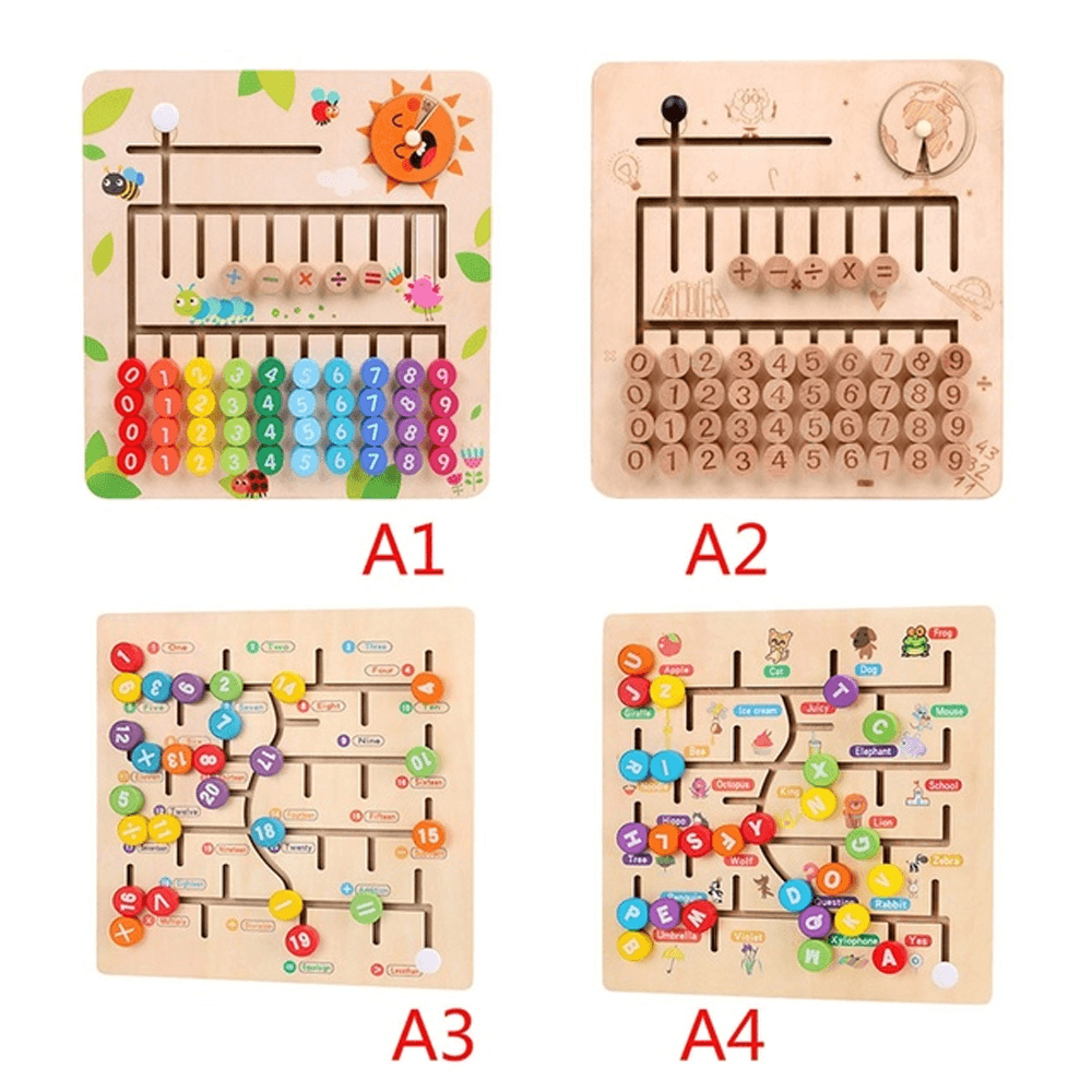 Math Toys Wooden Digitals Alphabet Learning Arithmetic Maze Matching Board Brain Development Toys for Children