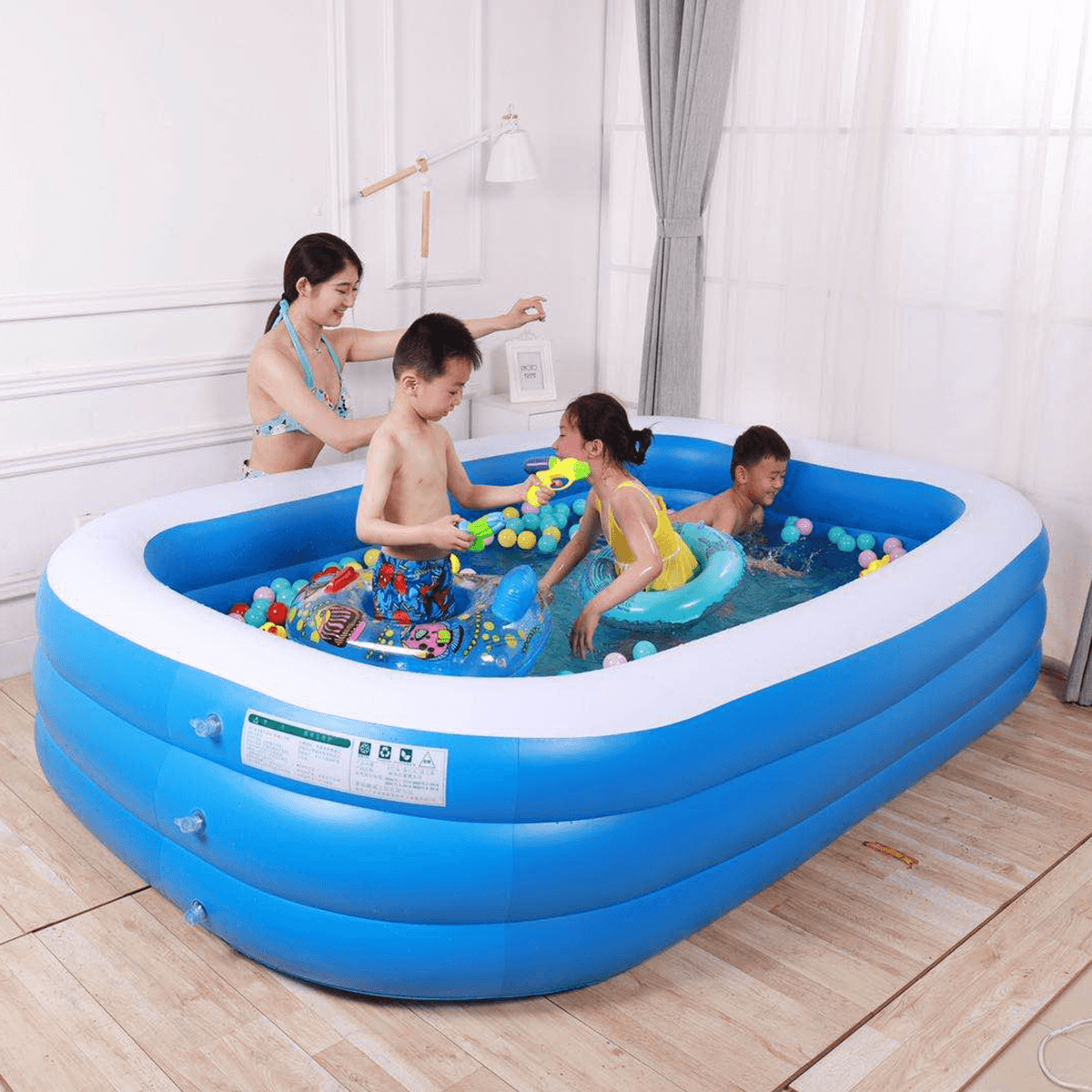 1.5/2.1/3.05M 3 Layers Portable Inflatable Swimming Pool Adults Kids Bath Bathtub Foldable Outdoor Indoor Bathroom SPA