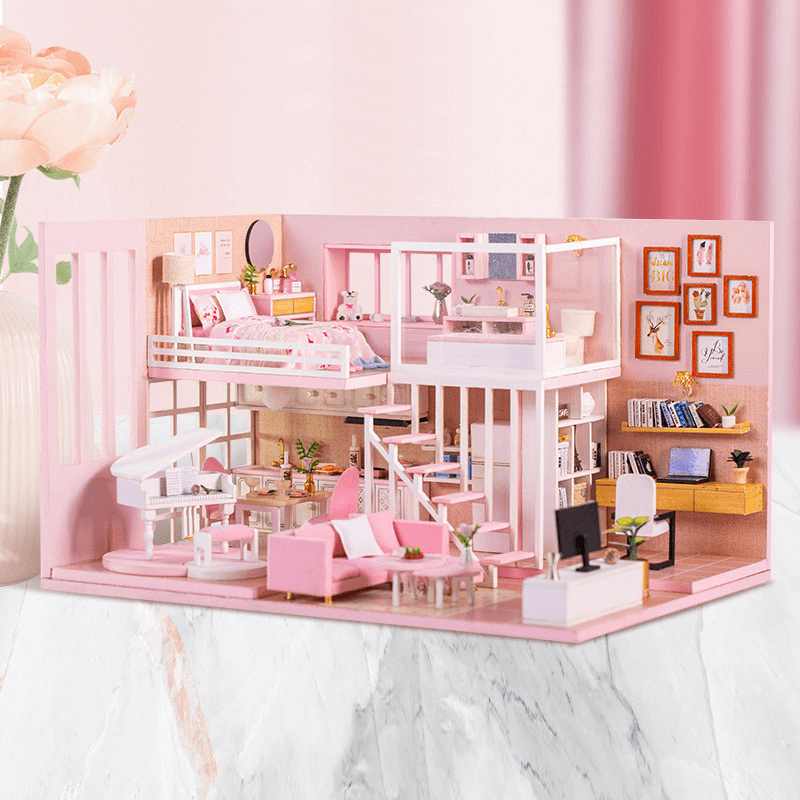 Multi-Style 3D Wooden DIY Assembly Mini Doll House Miniature with Furniture Educational Toys for Kids Gift