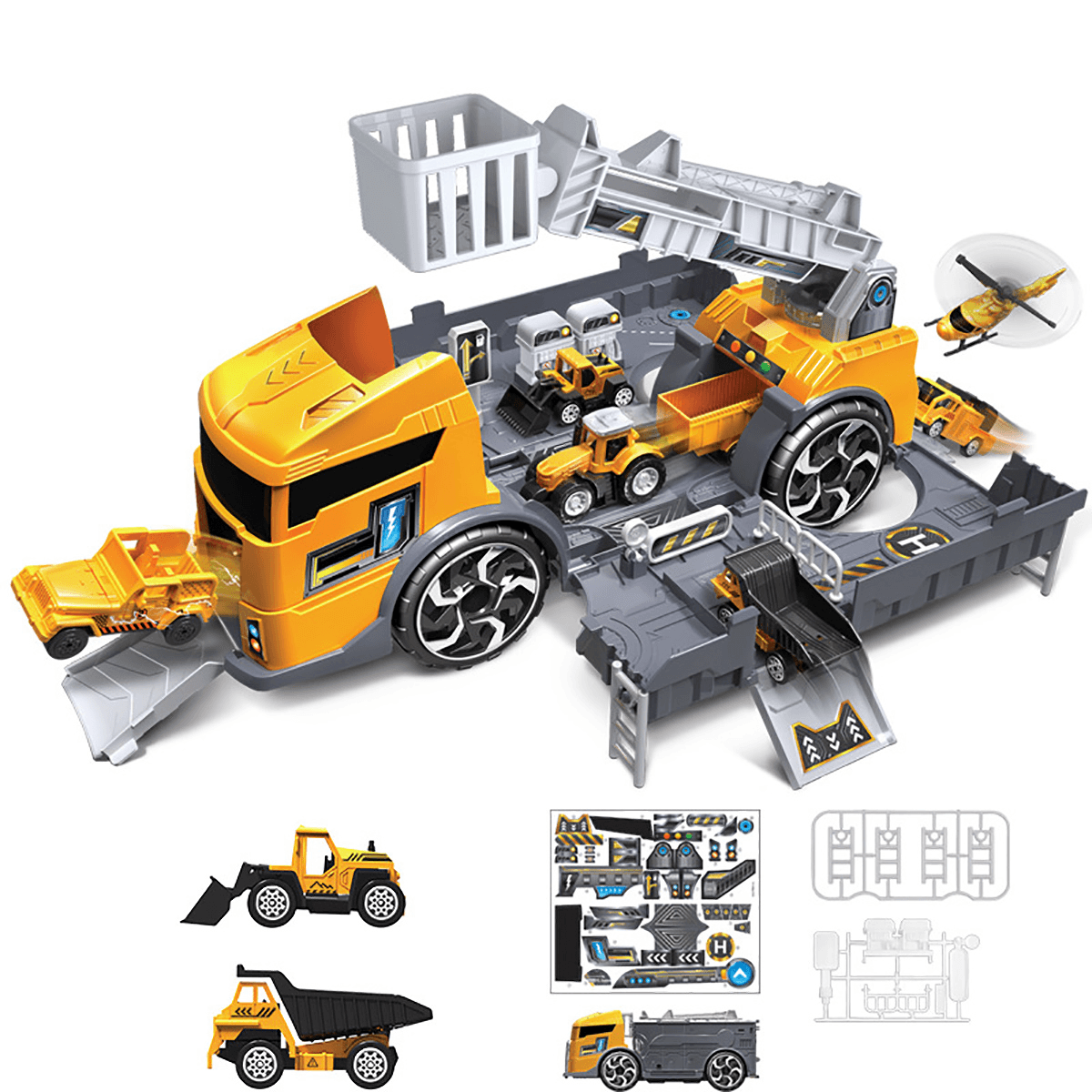 Children'S Simulation Diecast Engineering Vehicle Model Set Deformation Storage Parking Lot Educational Toys