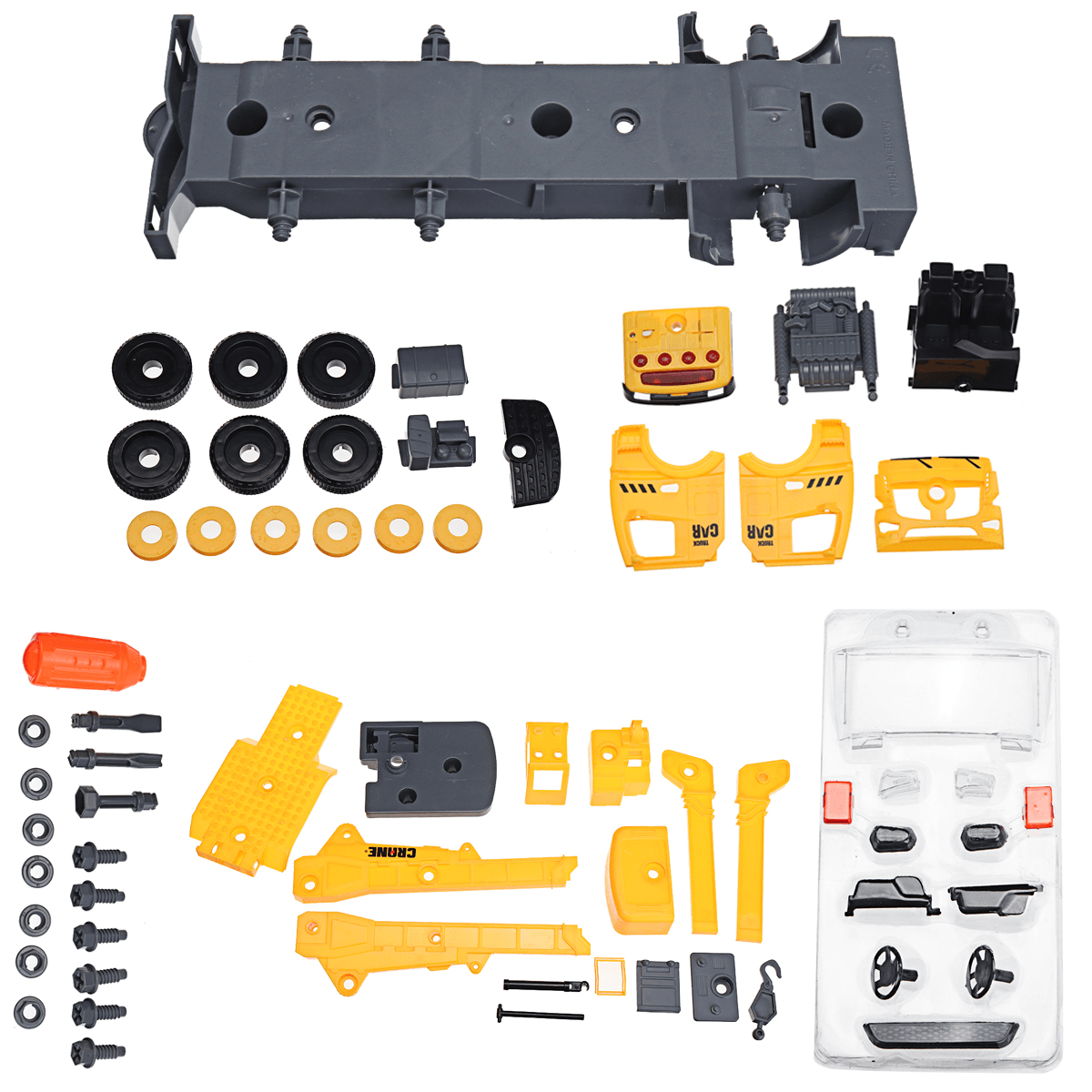 Simulation DIY Nut Disassembly Loading Unloading Assembly Engineering Truck Excavator Bulldozer Car Model Toy with LED Light & Music Effect for Kis Gift