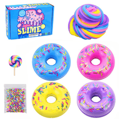 Donut Slime Donut + Lollipop Accessories + Sugar Pellets with Color Box Set Indoor Toys