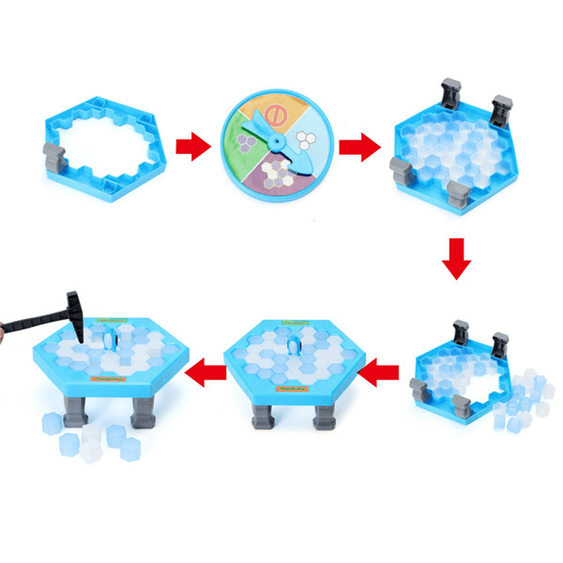 FUNTOK save Penguin Ice Kids Puzzle Game Break Ice Block Hammer Trap Party Toy Pretend Icebreaker