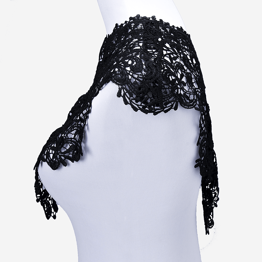 Beautiful Black & off White Embroidery Big Flowers Lace Neckline Fabric Closure DIY