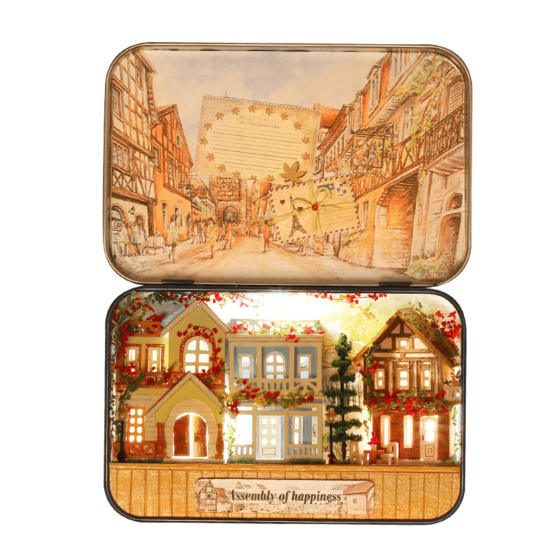 Iiecreate T-006 Happiness T-007 New Zealand Farm DIY Tin Box Secret Dollhouse Miniature Gift