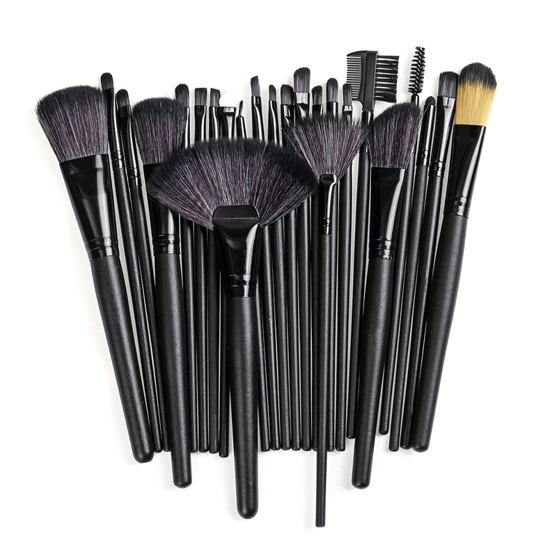 24 Pcs Makeup Brush Set Cosmetics Makeup Brush Kit with Leather Case Foundation Eyeliner Blending Concealer Mascara Eyeshadow Face Powder