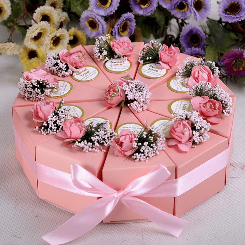 10Pcs Cake Candy Gift Box Wedding Party Cake Sweet Chocolate Gift Boxes